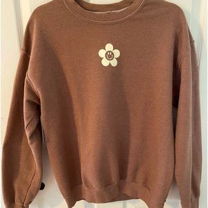 Brown PacSun Crewneck Sweatshirt with tropical flower